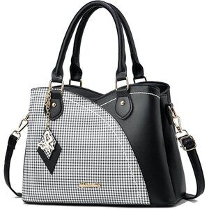 Women’s Black PU Leather Tote & Satchel Bag | Top Handle Crossbody Shoulder Bag
